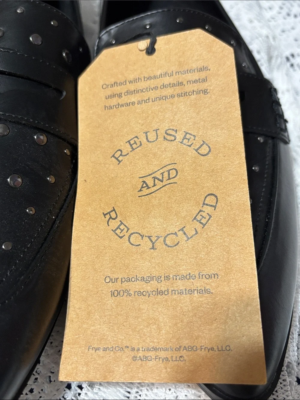 FRYE AND CO. Black Studded 100% Recycled material Women's Loafers